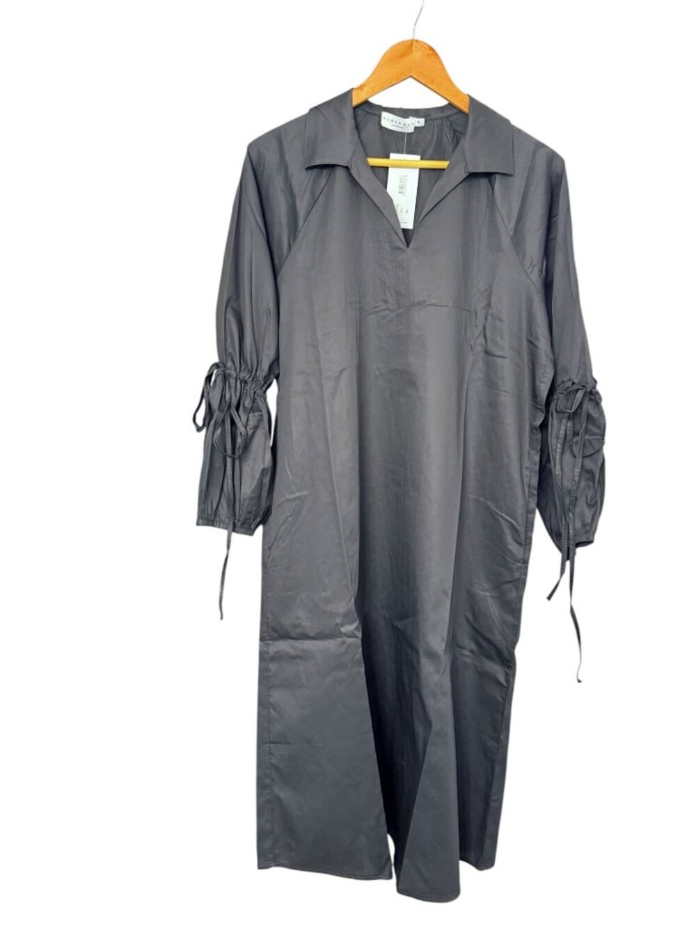 NWT Anthropologie Harshman Tara Black Cotton Midi Dress Lagenlook Versatile Med. - Picture 9 of 11
